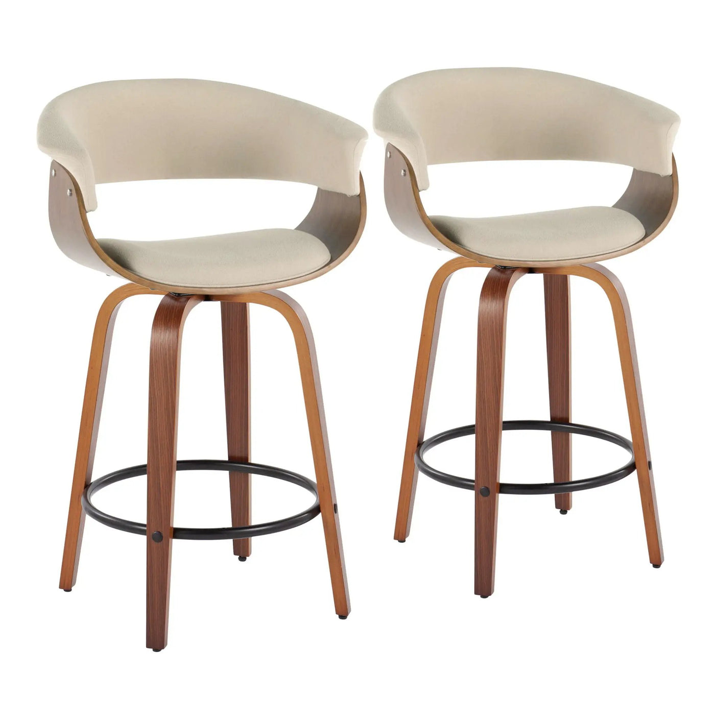 Vintage Mod - Mid Century Modern Fixed Height Counter Stool & Swivel With Round Footrest (Set of 2) by HouseOfZazla
