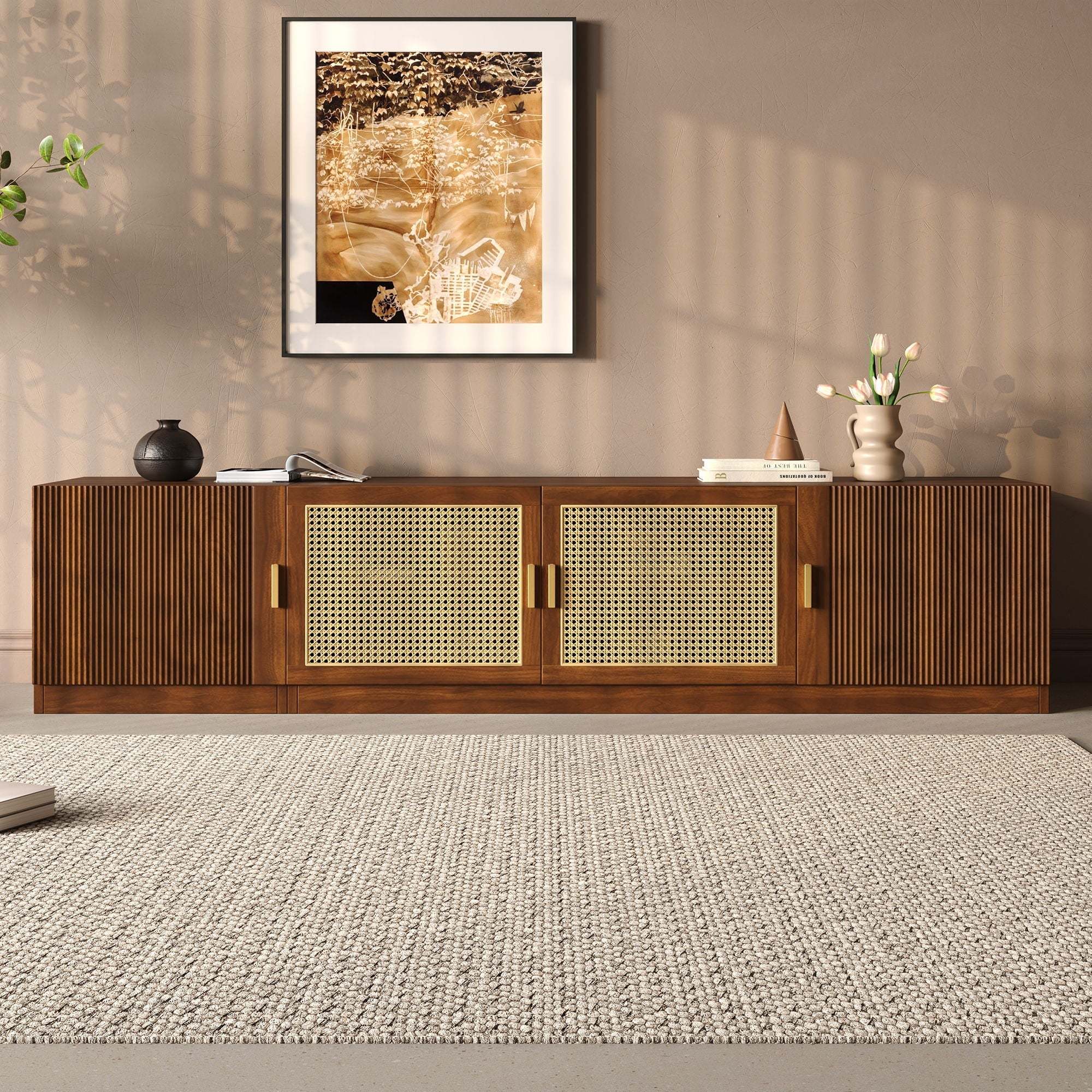TV Stand, Media Console With Adjustable Shelves - Walnut by HouseOfZazla
