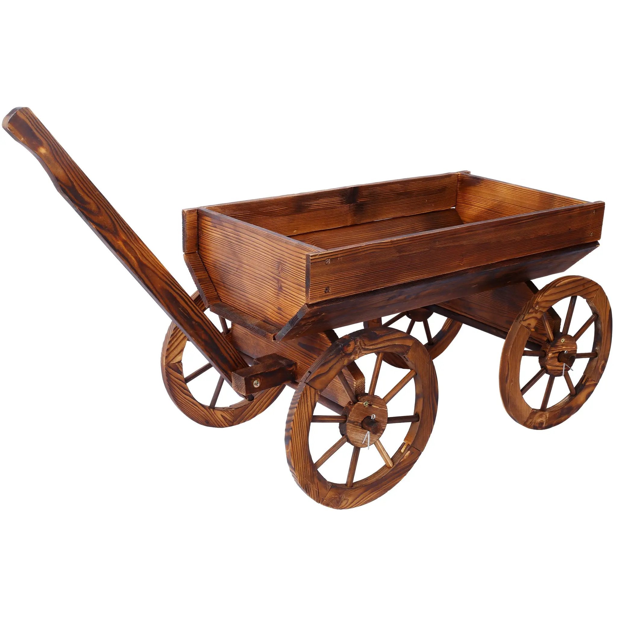 Wood Wagon Flower Planter Pot Stand With Wheels by HouseOfZazla