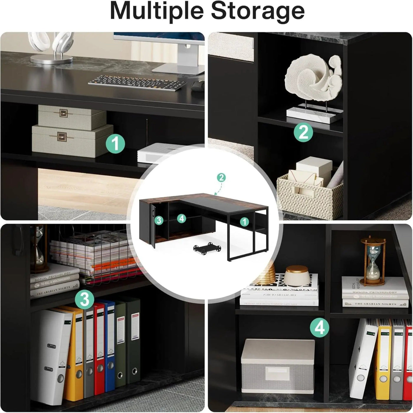 L-Shaped Executive Desk With Cabinet Storage by HouseOfZazla