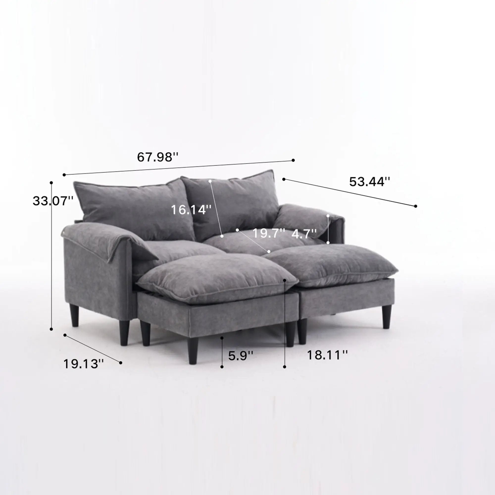 Convertible Combination Sofa With Footstools With Storage by Unique Piece Furniture