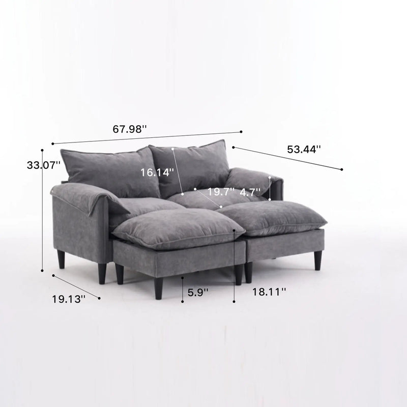 Convertible Combination Sofa With Footstools With Storage by HouseOfZazla