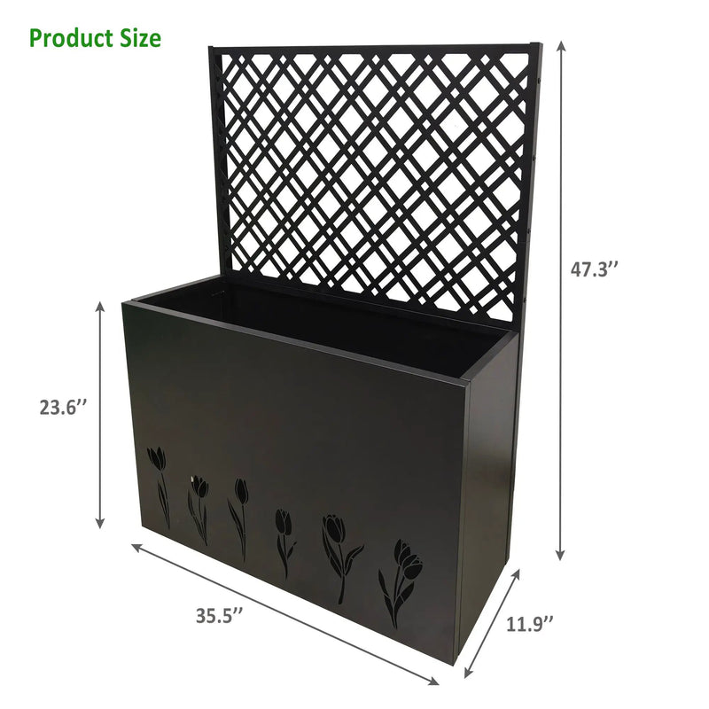 Tall Metal Planter Raised Garden Bed with Trellis by HouseOfZazla