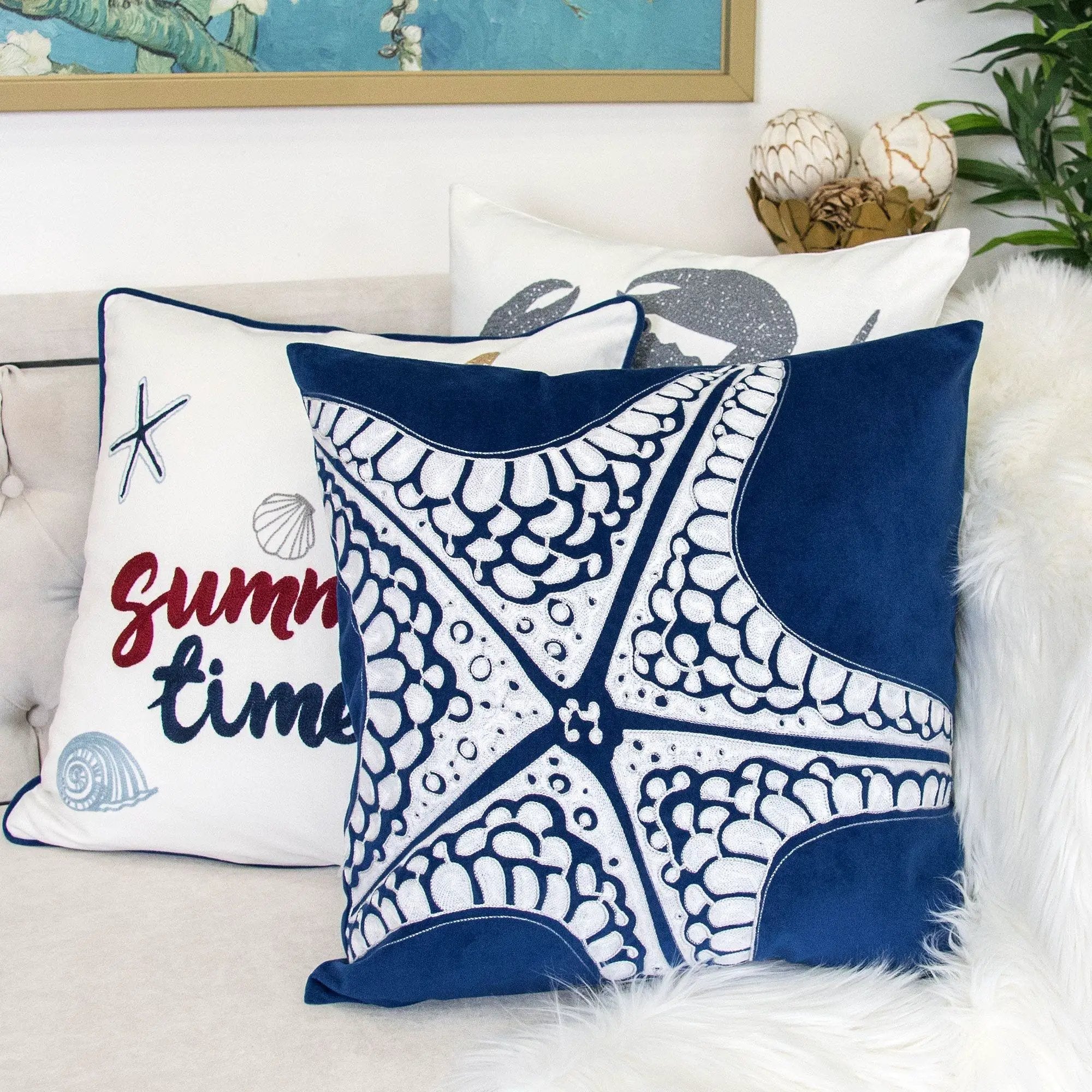 Seastar Starfish Pillow Cover - Indigo by HouseOfZazla