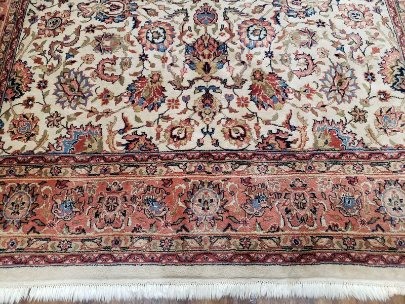 6x9 Top Quality Handmade Wool Area Rug Floral Allover Carpet Veg Dyes Beige by Jewel Rugs