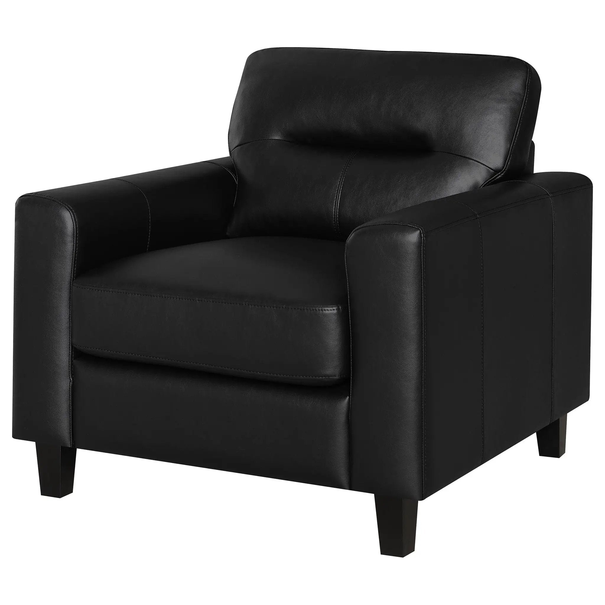 Scotland Faux Leather Upholstered Track Arm Chair Black by Unique Piece Furniture