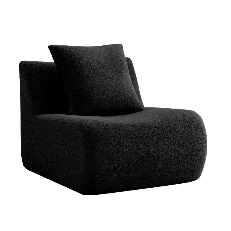 Armless Sofa With Pillow Teddy Fabric - Black by HouseOfZazla