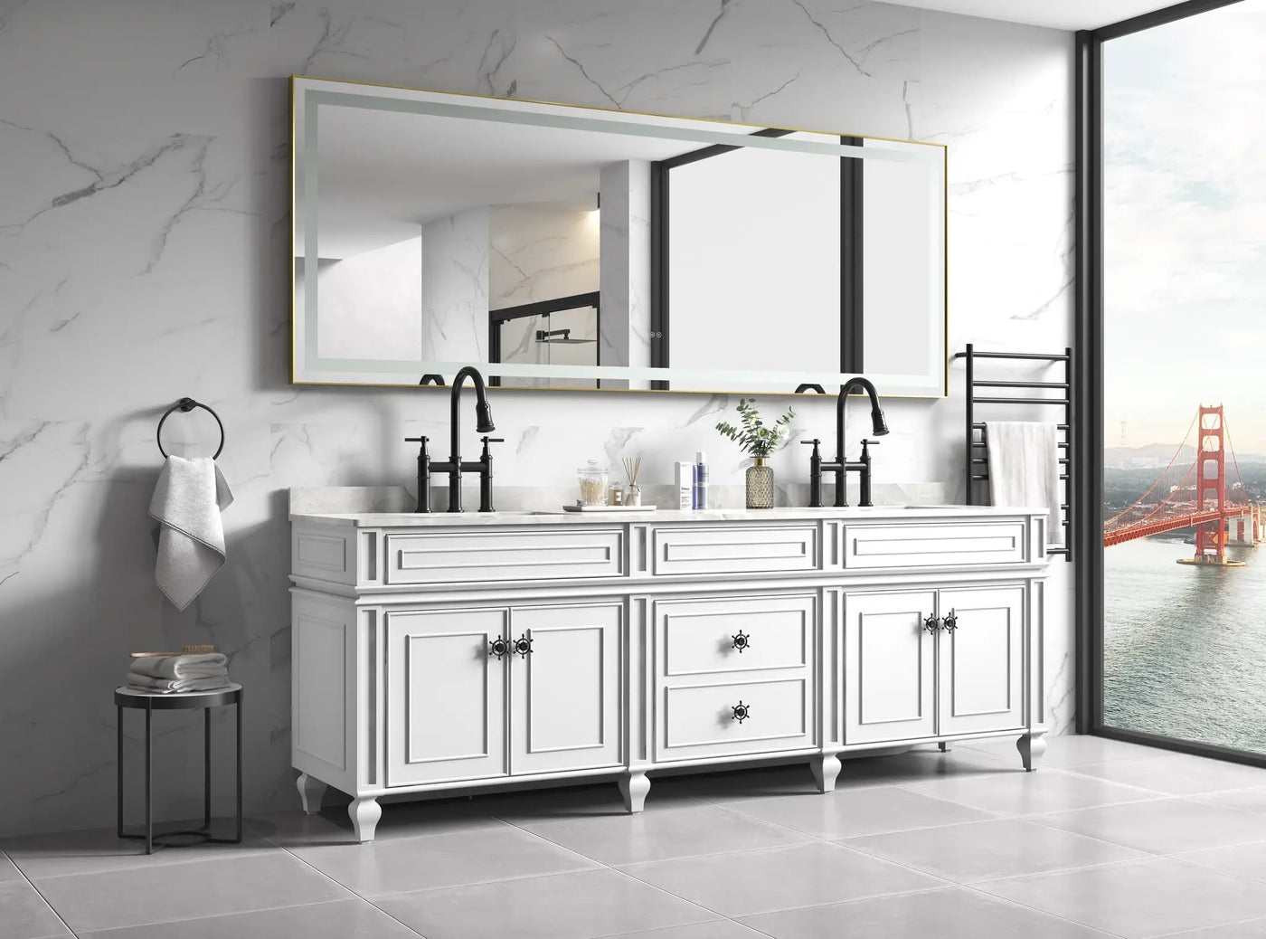 118" x 36" LED Bathroom Mirror with Aluminum Frame by HouseOfZazla