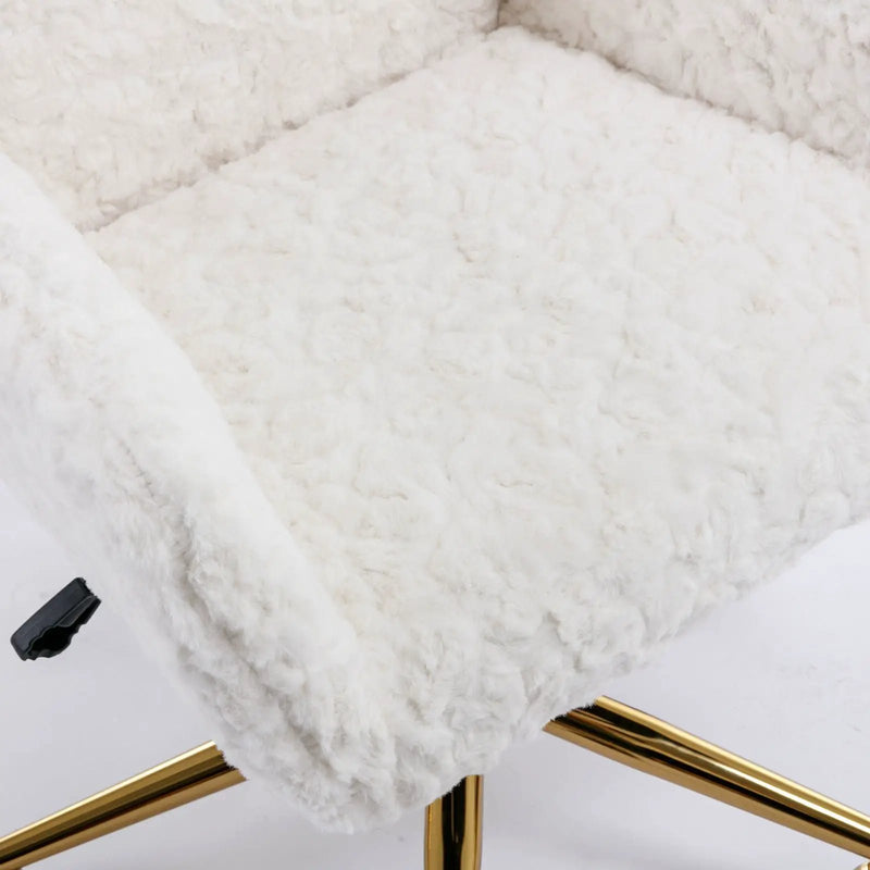 Office Chair, Artificial Rabbit Hair Home Office Chair With Metal Base, Adjustable Desk Chair Swivel Office Chair, Vanity Chair by HouseOfZazla