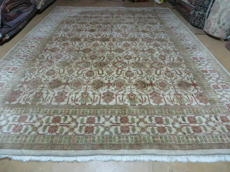 8' 5" X 12' Handmade India Agra Floral Oriental Wool Rug Tea Washed Carpet Nice by Jewel Rugs