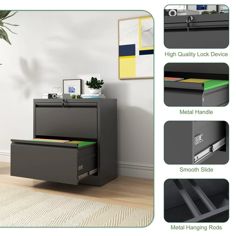Premium Drawer Metal Lateral File Cabinet With Lock by Unique Piece Furniture