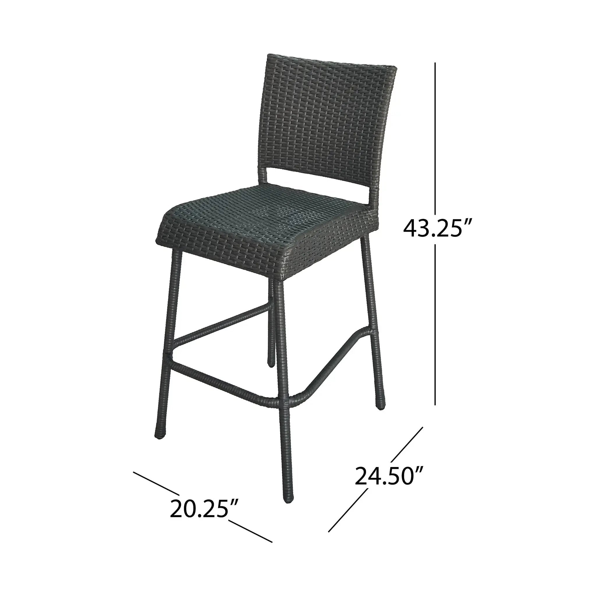 29" Outdoors PE Rattan Armless Barstools, Set of 2 by HouseOfZazla