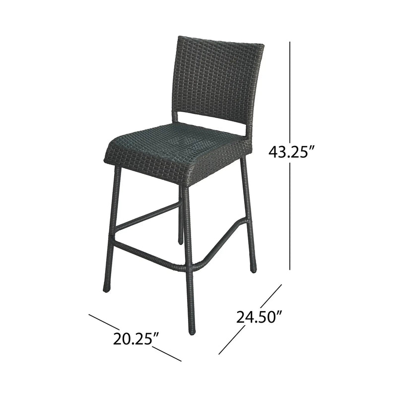 29" Outdoors PE Rattan Armless Barstools, Set of 2 by HouseOfZazla