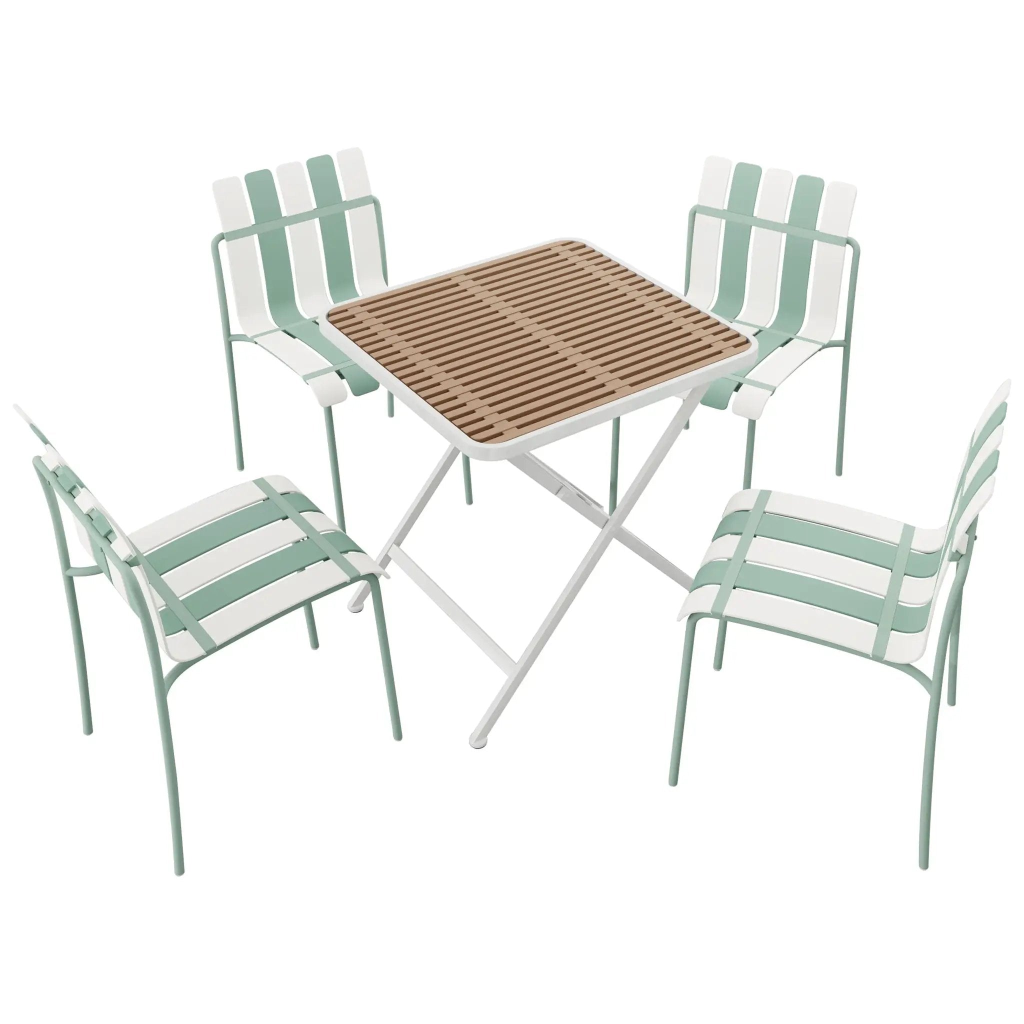 4 Piece Set Of Modern Color Block Designed Single Chairs With Folding Square Table by HouseOfZazla