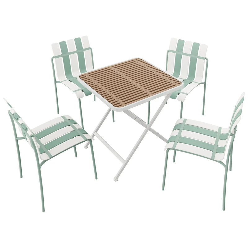 4 Piece Set Of Modern Color Block Designed Single Chairs With Folding Square Table by HouseOfZazla