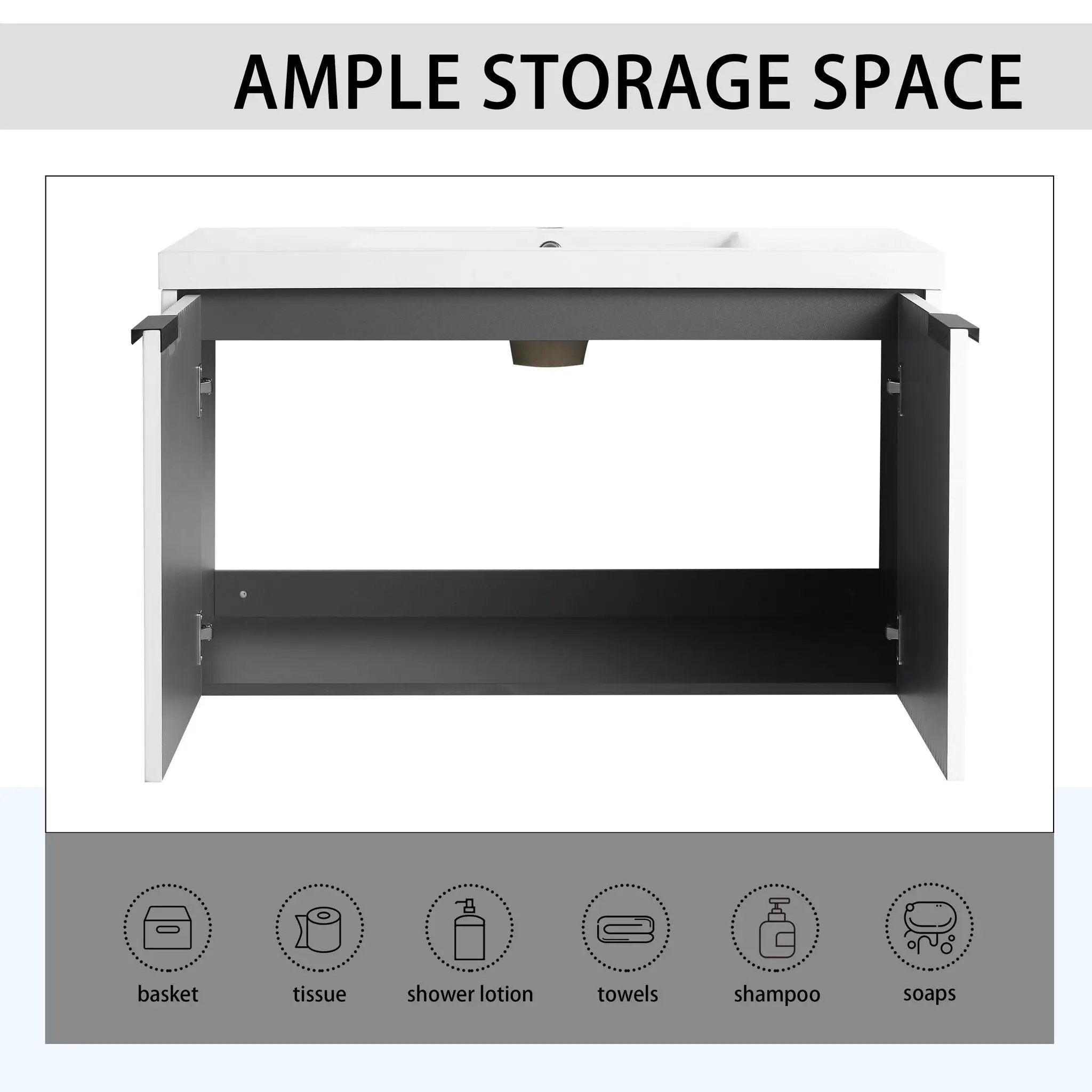 Contemporary Wall Mounted Bathroom Vanity With Resin Double Sink by Unique Piece Furniture