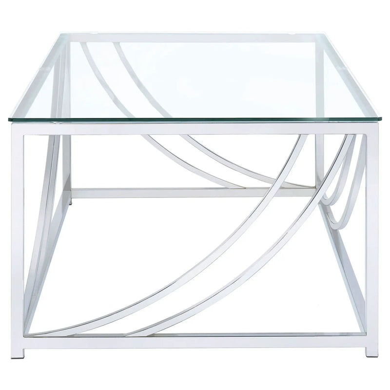 Lille Rectangular Glass Top Coffee Table Chrome by Unique Piece Furniture