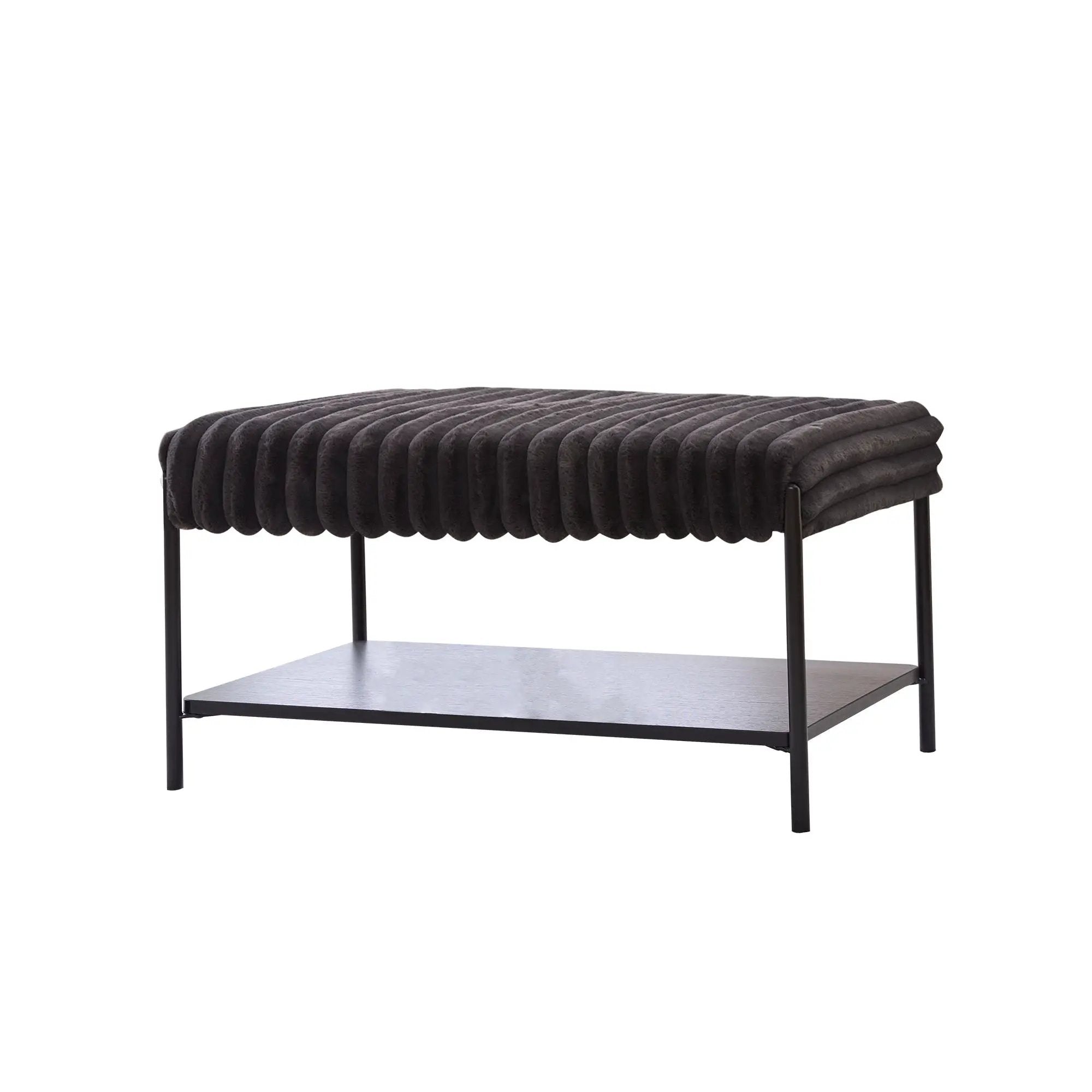 Upholstered Ottoman Coffee Table Foot Rest With Open Storage by HouseOfZazla