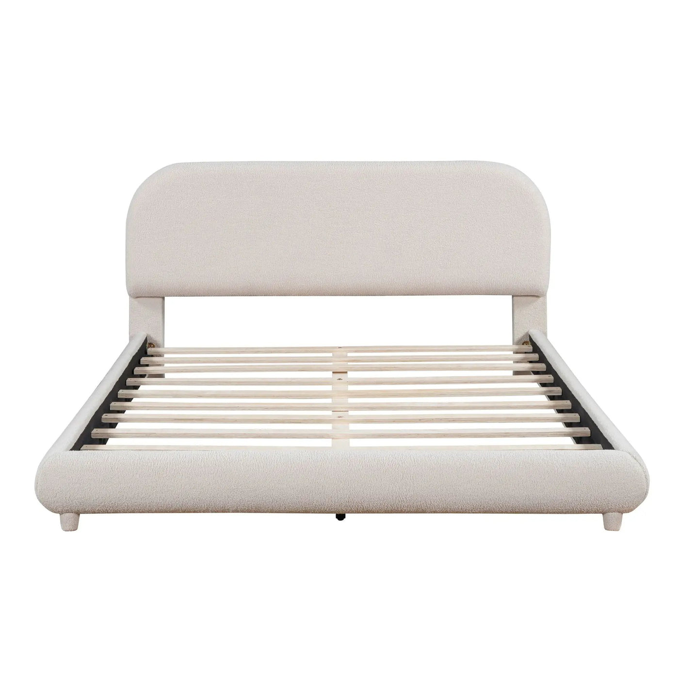 Upholstered Platform Bed With Thick Solid Frame And Stylish Curve-Shaped Design by HouseOfZazla