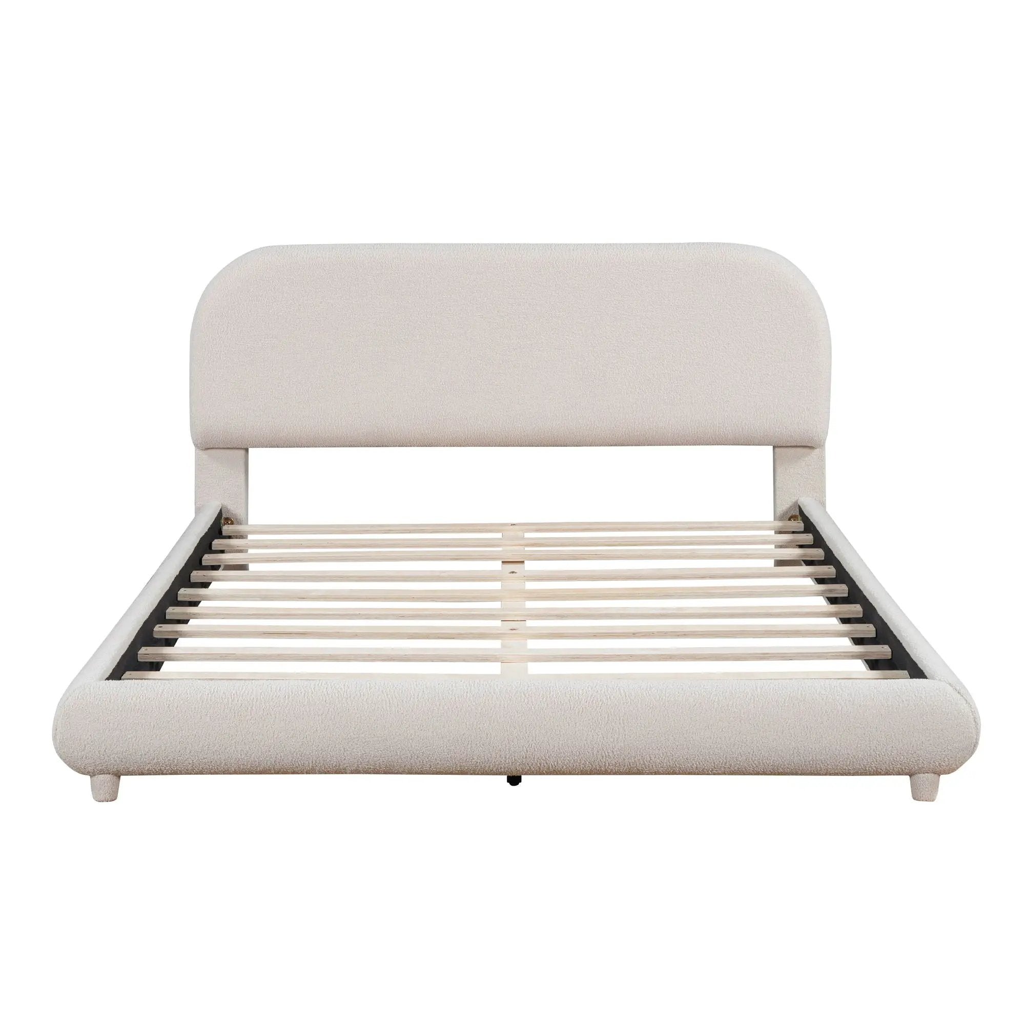 Upholstered Platform Bed With Thick Solid Frame And Stylish Curve-Shaped Design by HouseOfZazla