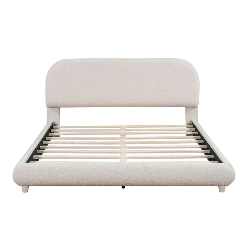 Upholstered Platform Bed With Thick Solid Frame And Stylish Curve-Shaped Design by HouseOfZazla
