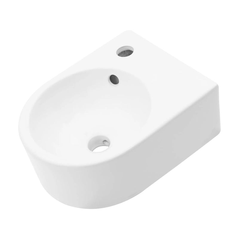 Modern Rectangle Wall Mount Bathroom Sink With Single Faucet Hole - White by HouseOfZazla