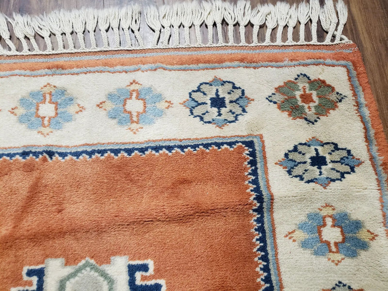 3x5 Handmade Vintage Turkish Area Rug Wool Kazak Carpet 3'1"x4'5" Red Beige by Jewel Rugs