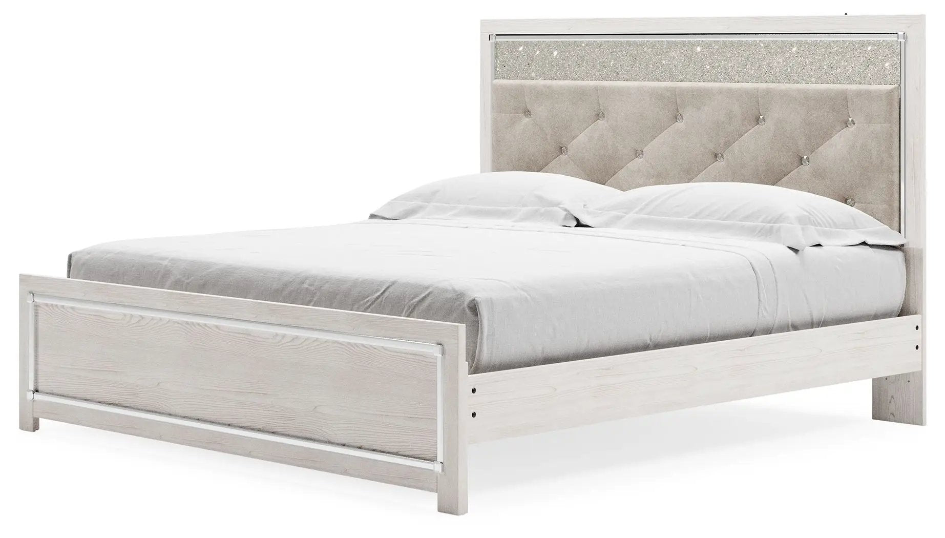 Altyra - King Panel Bed With Upholstered Headboard - White by Unique Piece Furniture