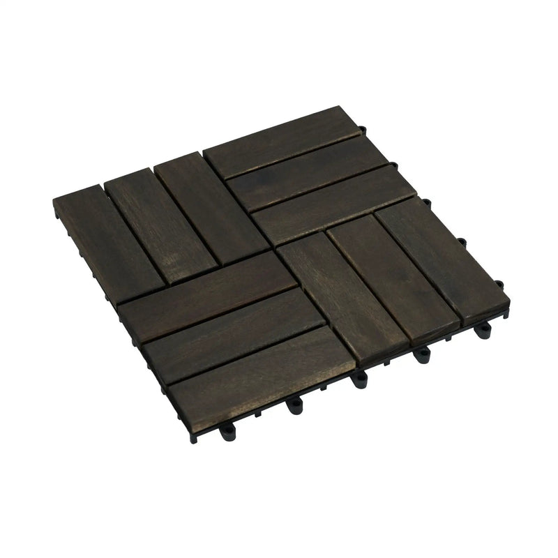 Acacia Wood Interlocking Deck Tiles Checker Pattern For Outdoor Flooring by HouseOfZazla