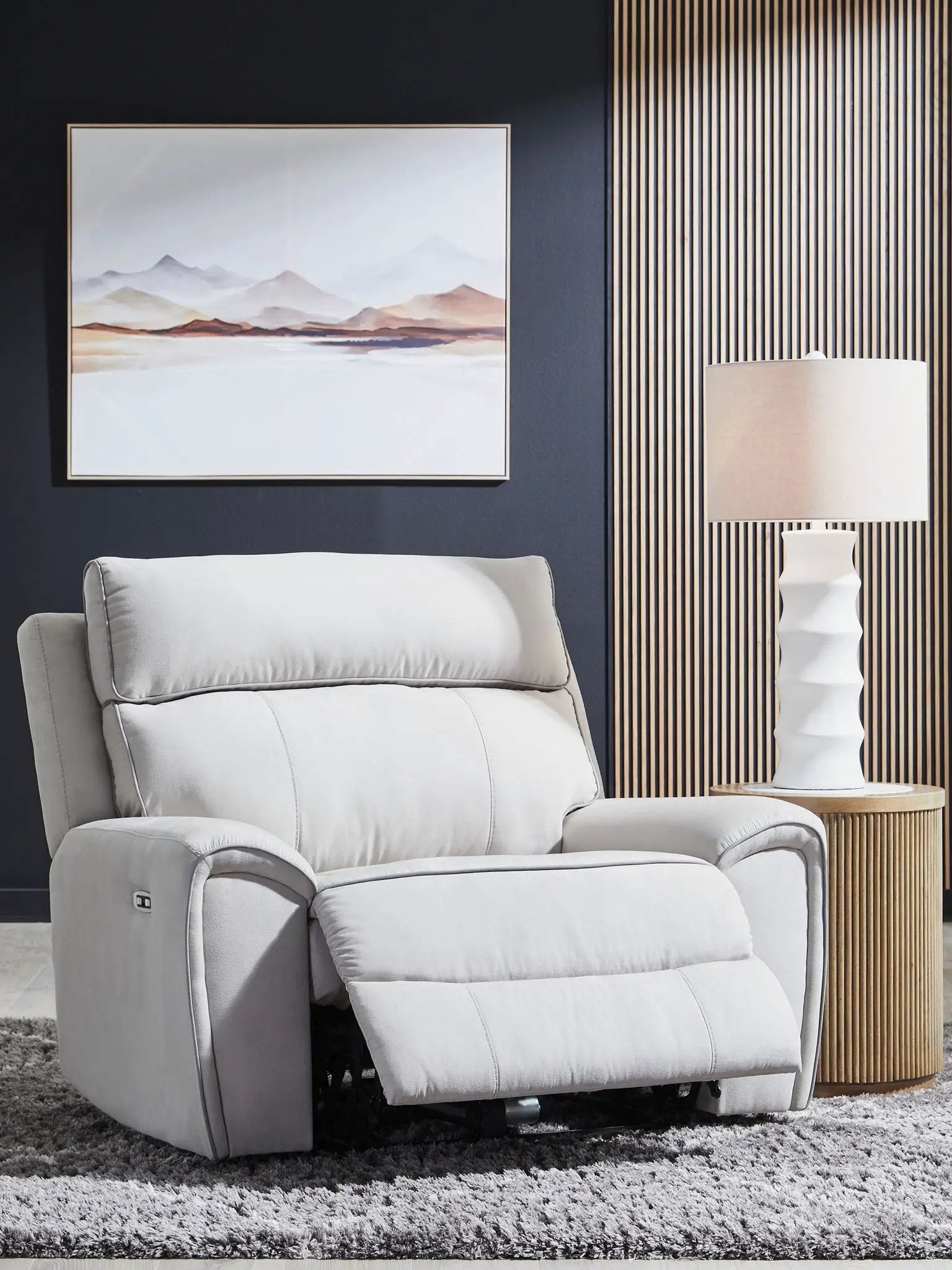 Social Pointe - Power Recliner / Adjustable Headrest - Pearl / Ash by Unique Piece Furniture