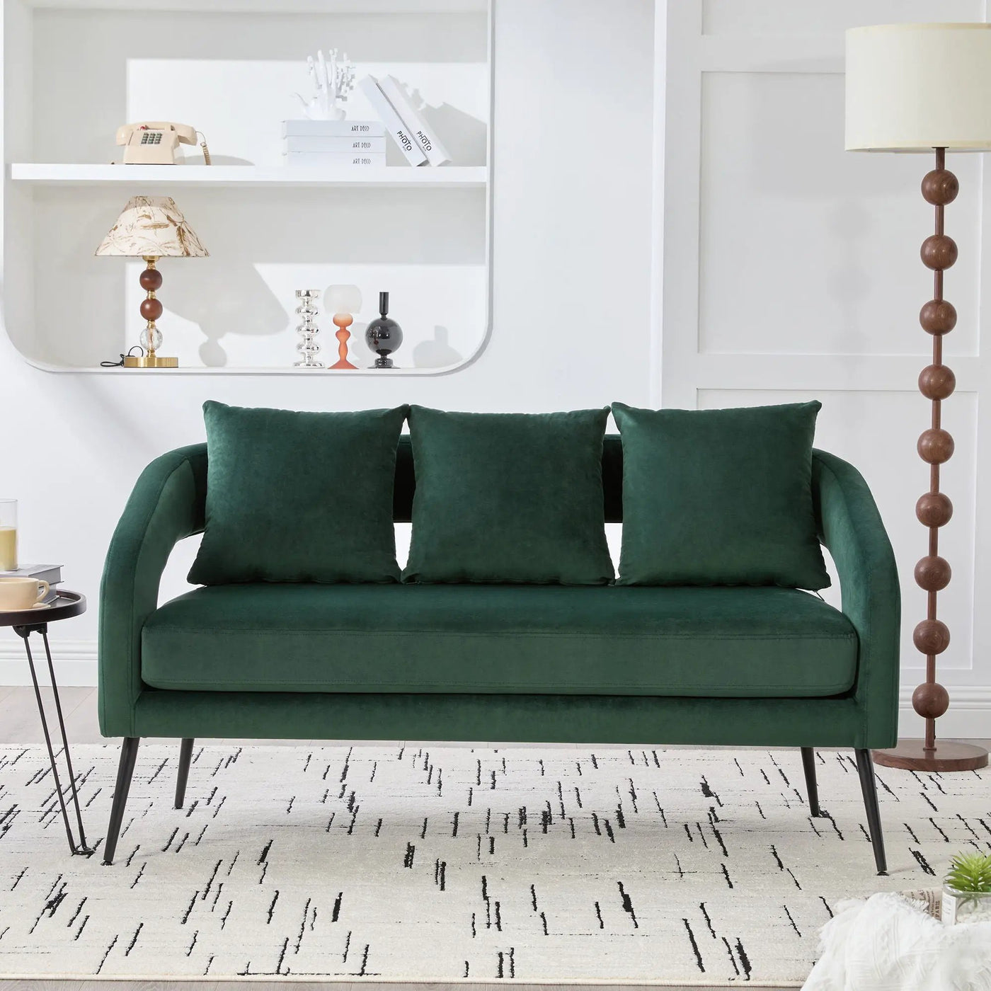 Open Back Loveseat Settee With 3 Pillows by Unique Piece Furniture