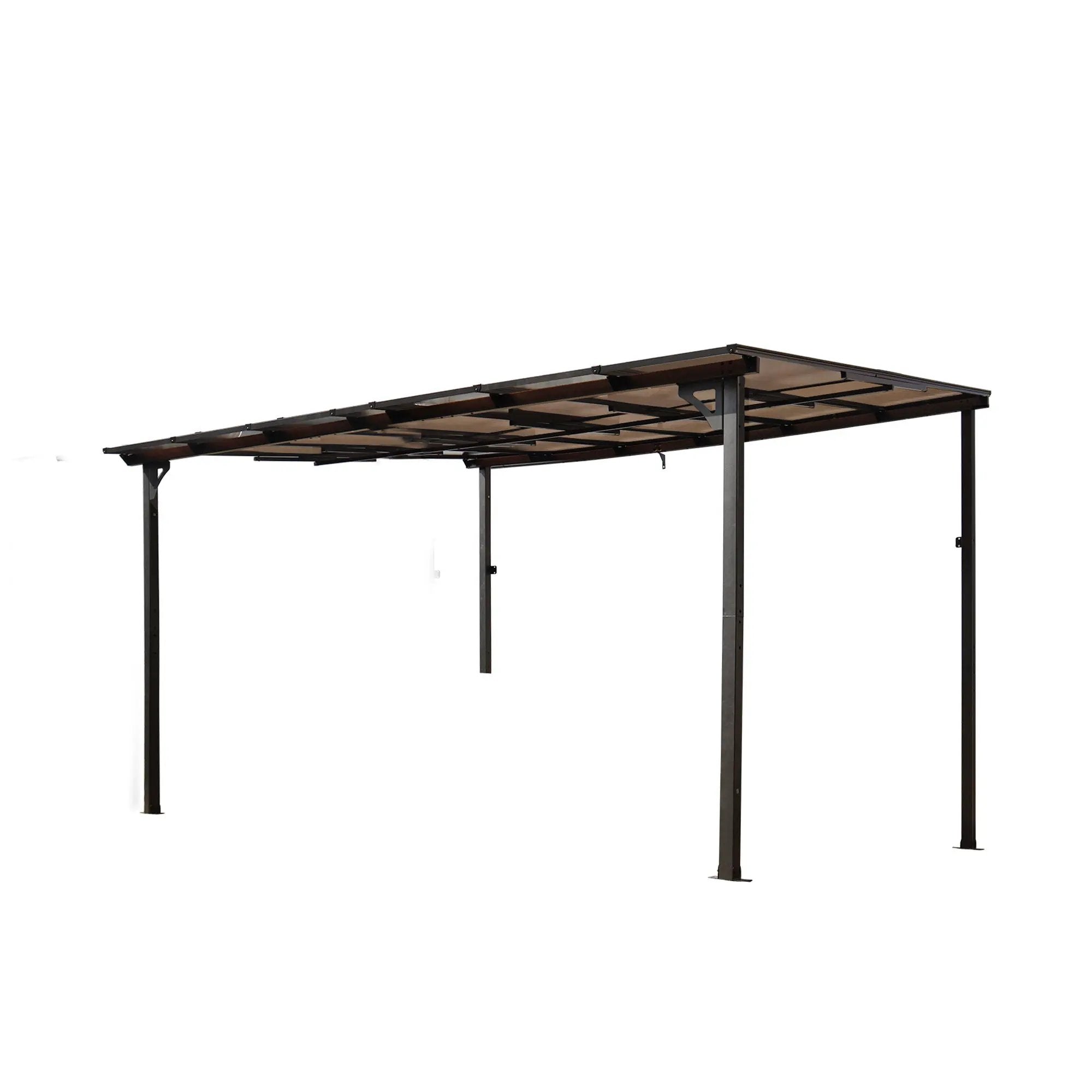 Wall Mounted Outdoor Pergola Gazebo, Heavy Duty Metal Awning With Roof by Unique Piece Furniture