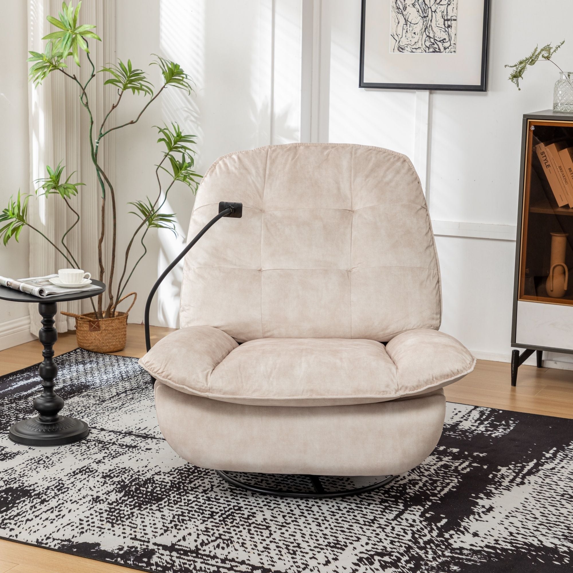 Modern Swivel Gliding Recliner Chair With Rocking Function And Phone Holder, Large Comfortable by HouseOfZazla