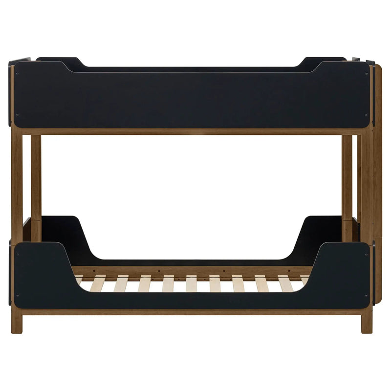 Morris Twin Over Twin Wood Bunk Bed Black and Walnut by Unique Piece Furniture