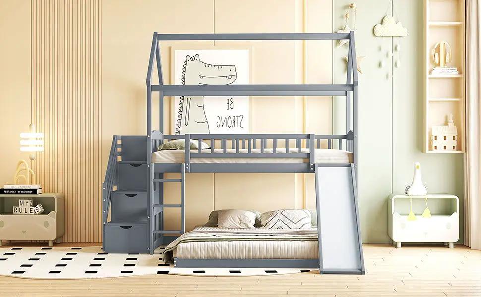 House Bunk Bed With Slide by HouseOfZazla
