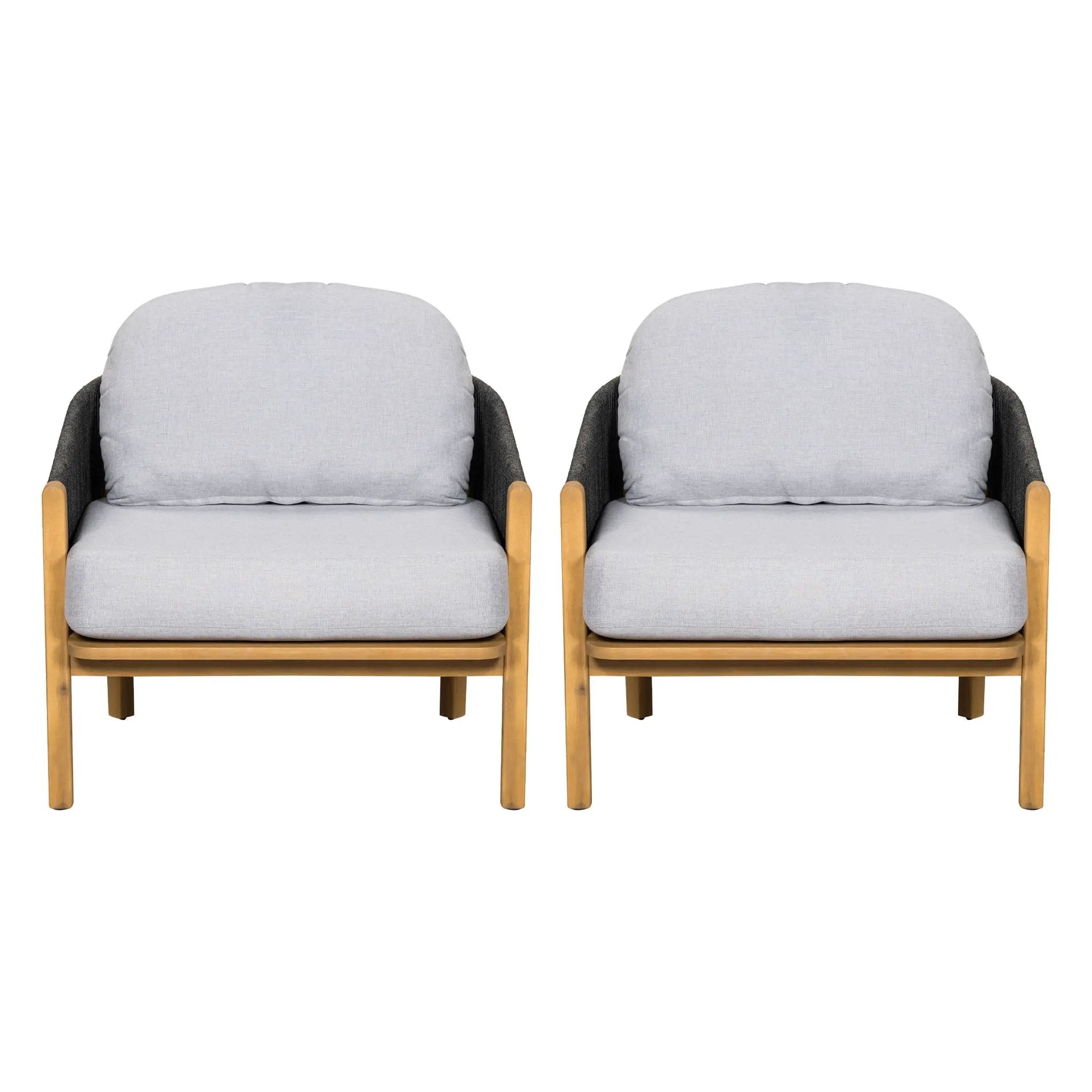 Grotta Outdoor Wood Club Chair Set of 2 by HouseOfZazla