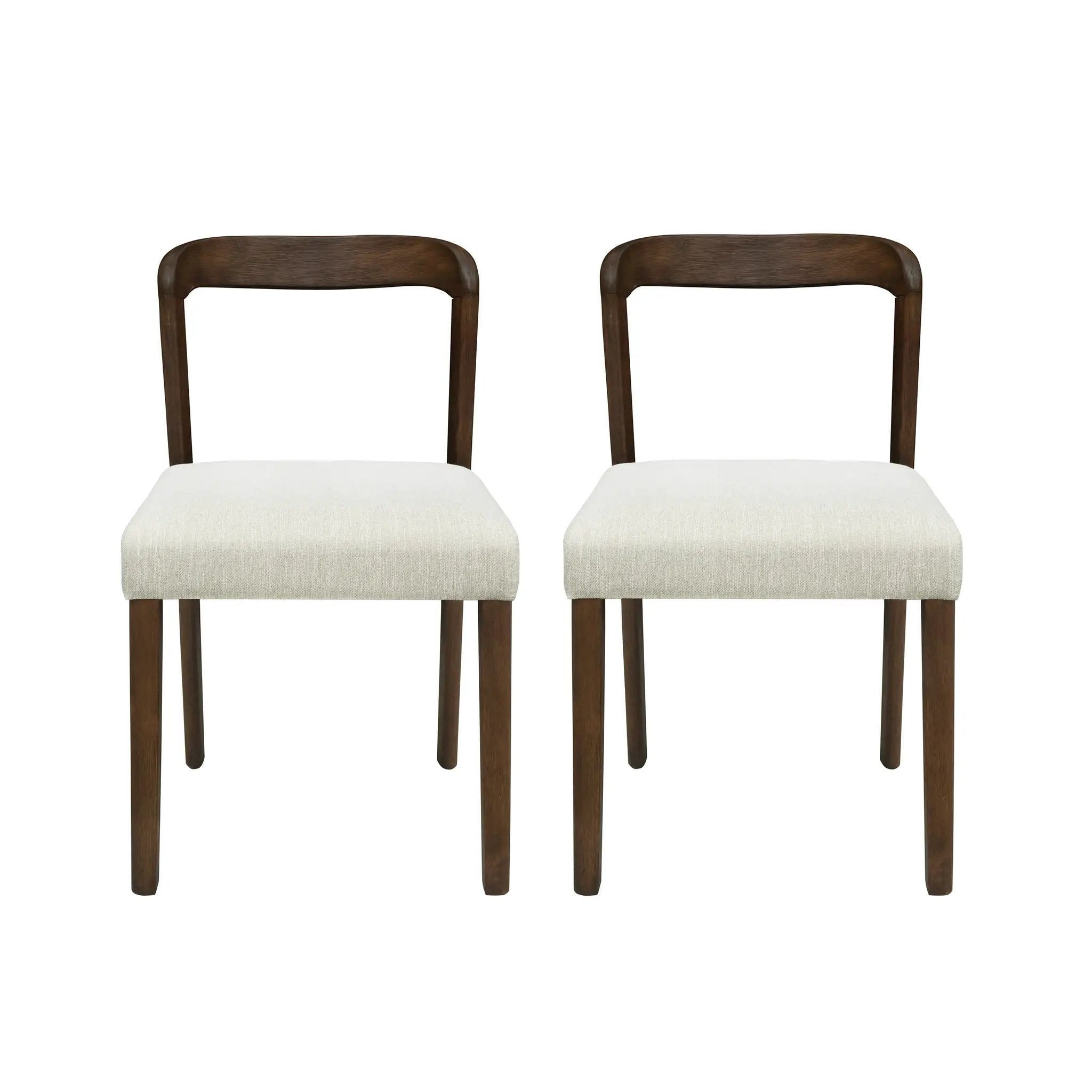 Solid Rubber Wood Dining Chairs (Walnut + Beige) Set of 2 by HouseOfZazla