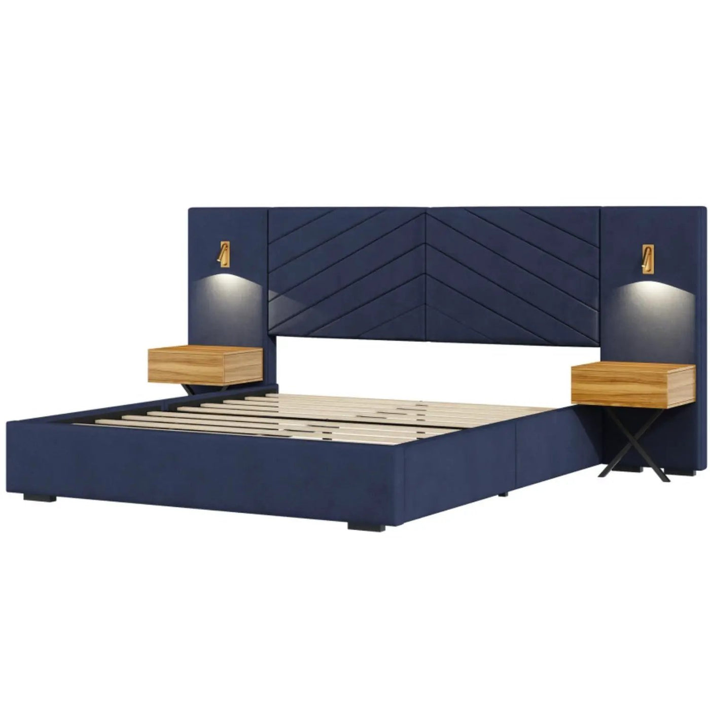 Upholstered Bed Frame With Vertical Channel Tufted Wingback Headboard by HouseOfZazla