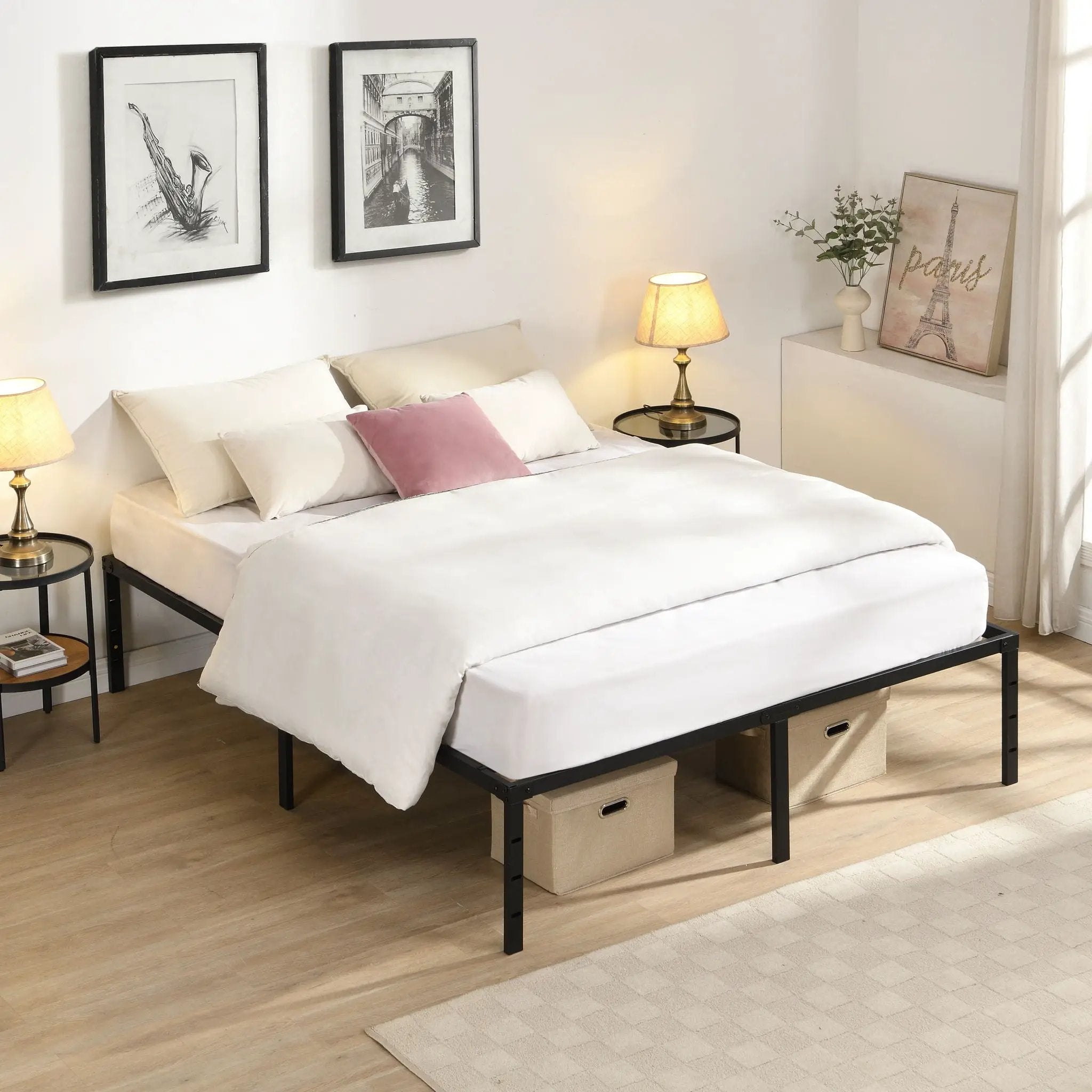 Queen Size Platform Bed with Quiet Support - Black by HouseOfZazla