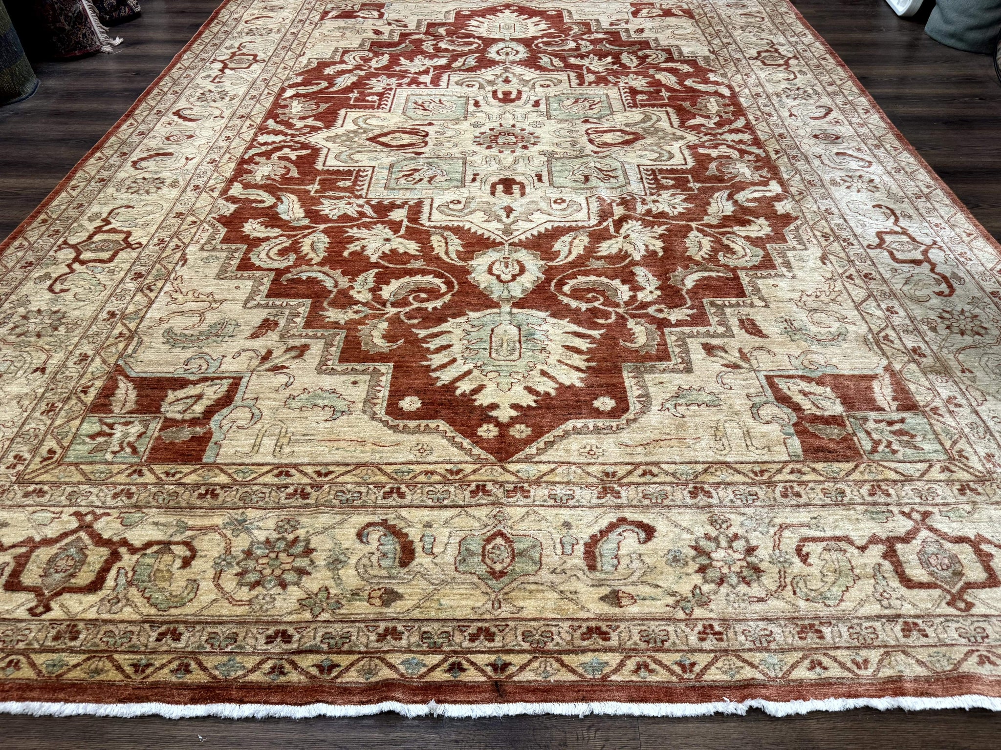 Turkish Heriz Serapi Rug 9x13, Geometric Medallion by Jewel Rugs