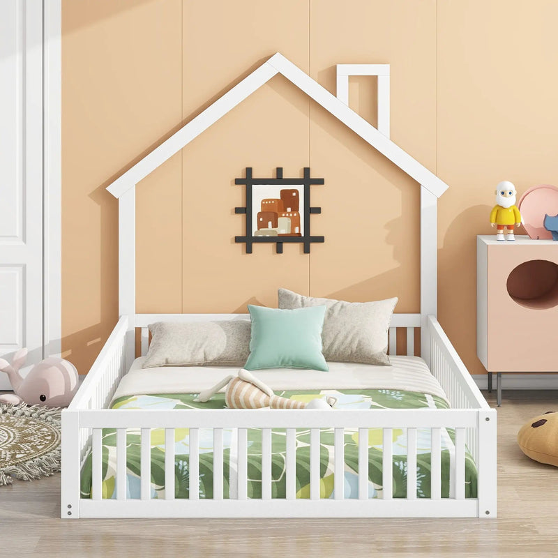 House Platform Bed With Guardrail by Unique Piece Furniture