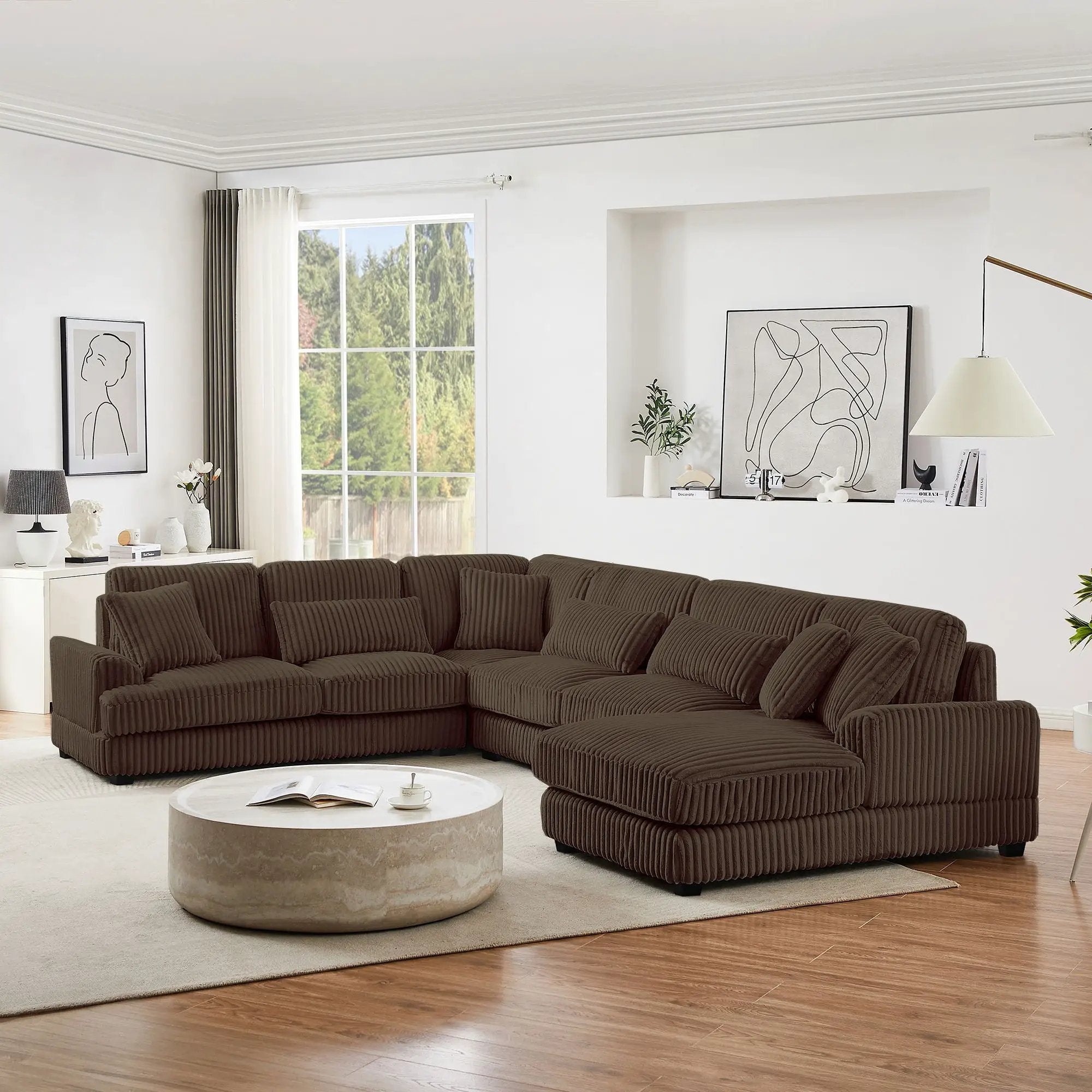 Oversized Sectional Sofa U - Shaped Sofa Couch Modern Sofa Upholstered In Soft With A Chaise Lounge For Living Room by HouseOfZazla