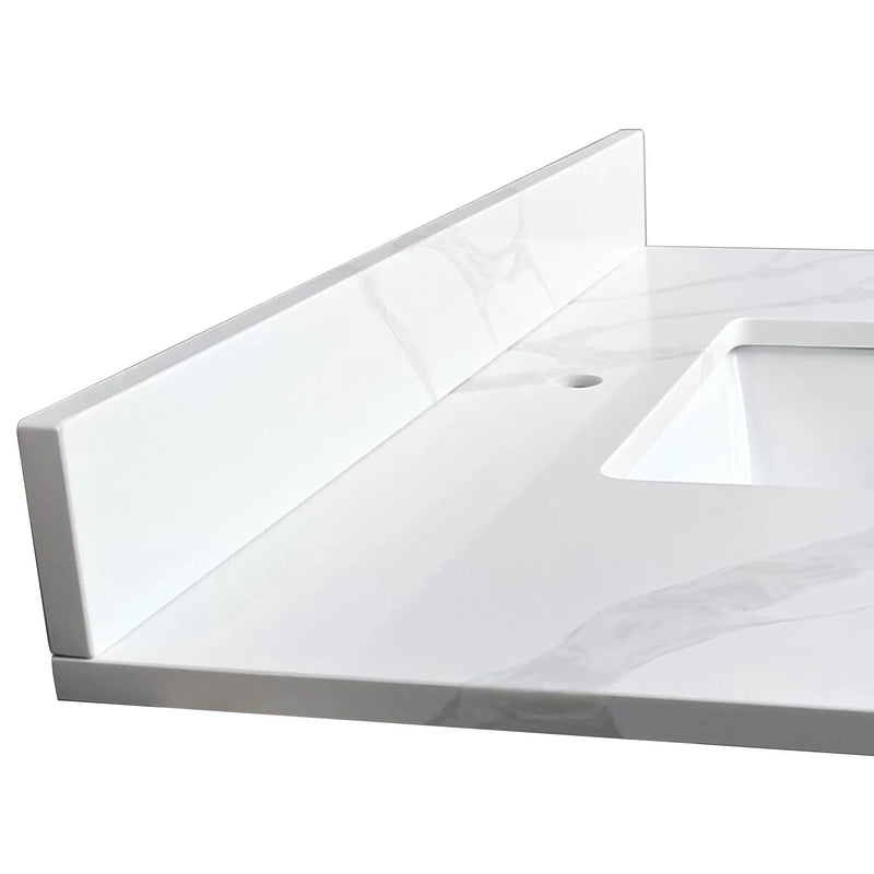 37-inch Quartz Bathroom Vanity Top with Undermount Single Bowl by HouseOfZazla