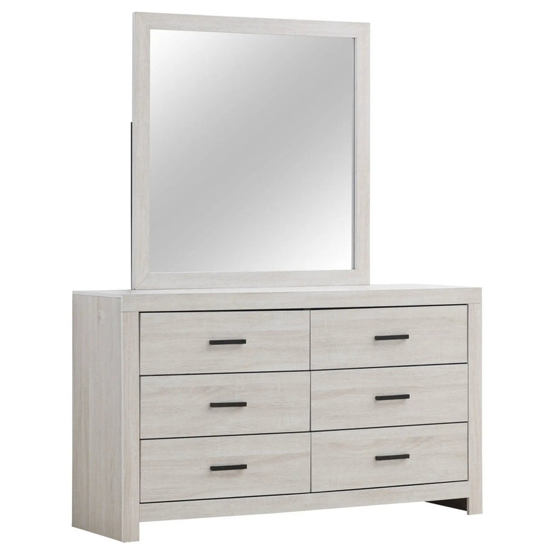 Brantford 6-drawer Dresser with Mirror Coastal White by Unique Piece Furniture