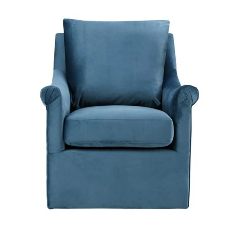 Swivel Chair With Curved Arms And Straight Back - Blue by Unique Piece Furniture