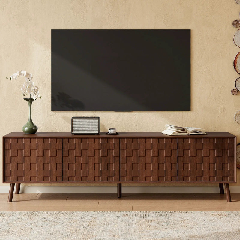 TV Stand With Soft Closing Hinges And Cable Management - Walnut by Unique Piece Furniture