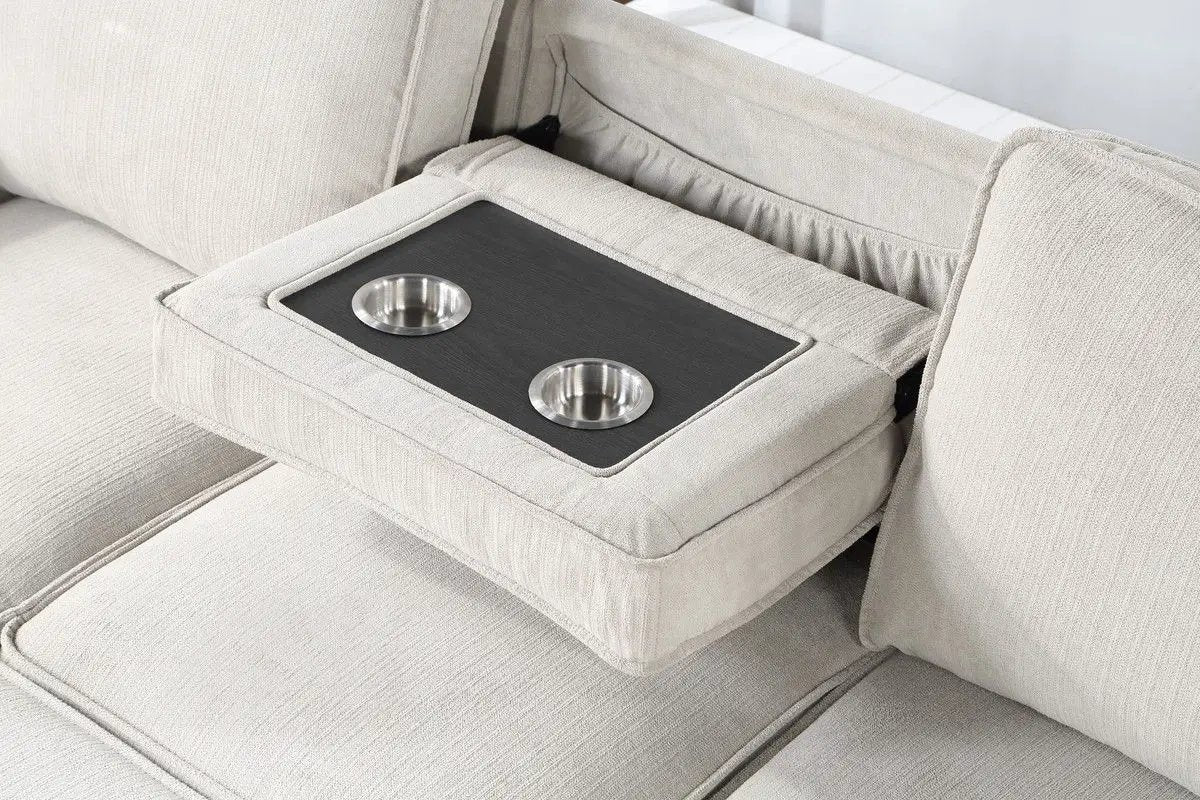 Estelle - Fabric Reversible Sleeper Sectional With Storage Chaise Drop-Down Table 2 Cup Holders And 2 USB Ports by Unique Piece Furniture