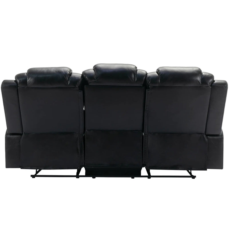 3 Pieces Recliner Sofa Sets Home Theater Seating Manual Recliner Chair With Center Console And LED Light Strip For Living Room by HouseOfZazla