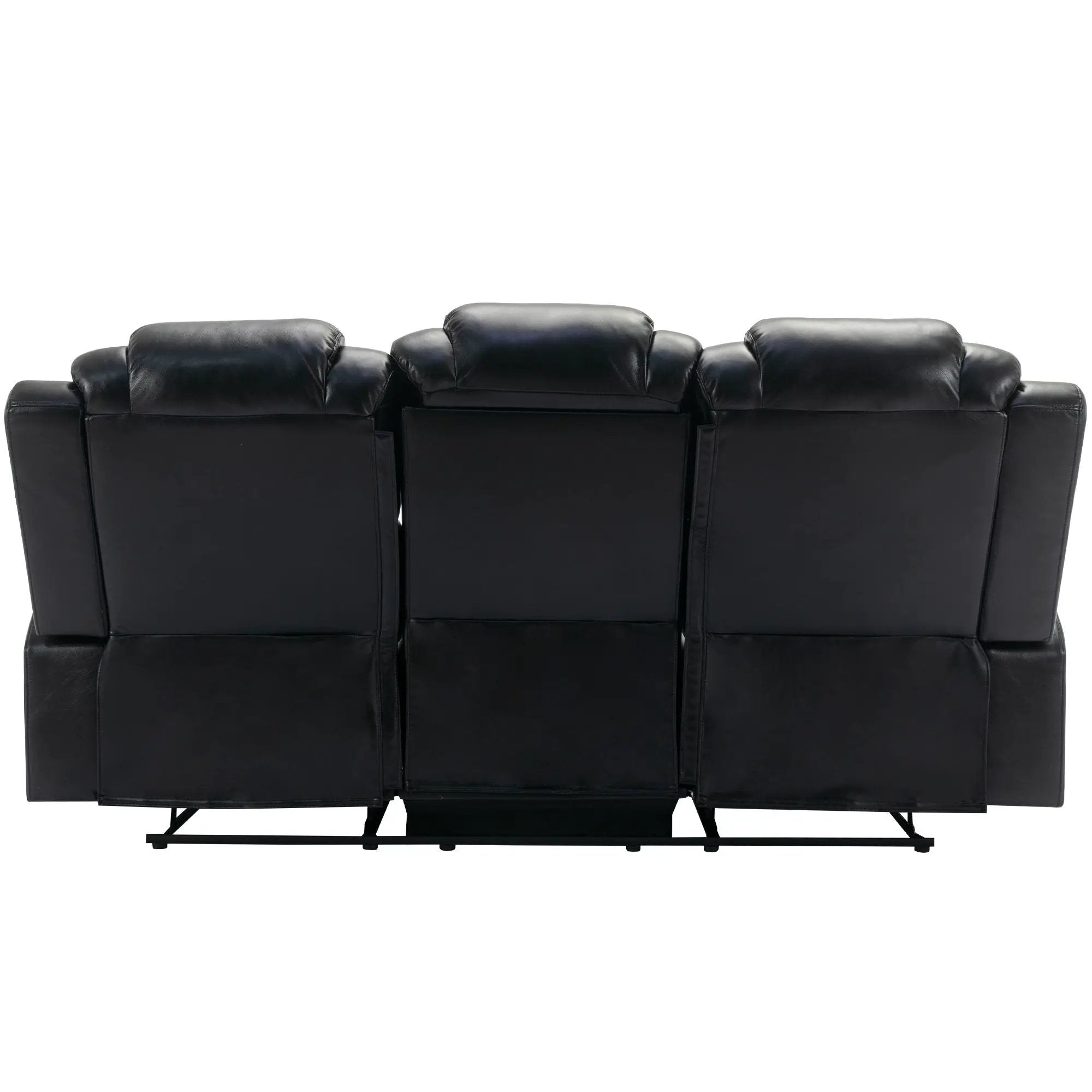 Home Theater Seating Manual Recliner Chair With Center Console And Led Light Strip For Living Room by HouseOfZazla