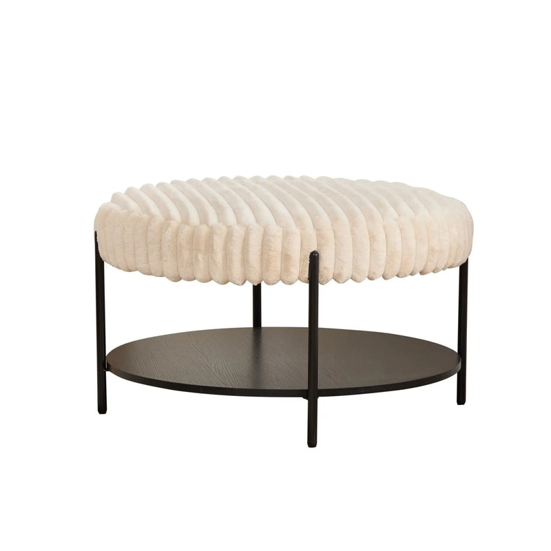 Modern Upholstered Round Ottoman Coffee Table With Storage Shelf by Unique Piece Furniture